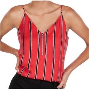 Express tank blouse Red Striped Zip-Front Cami Top